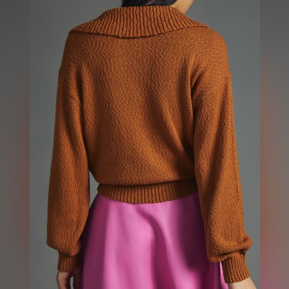 Anthropologie Maeve V-Neck Polo Honey Pullover Sweater Size Large New With Tags - Picture 7 of 13